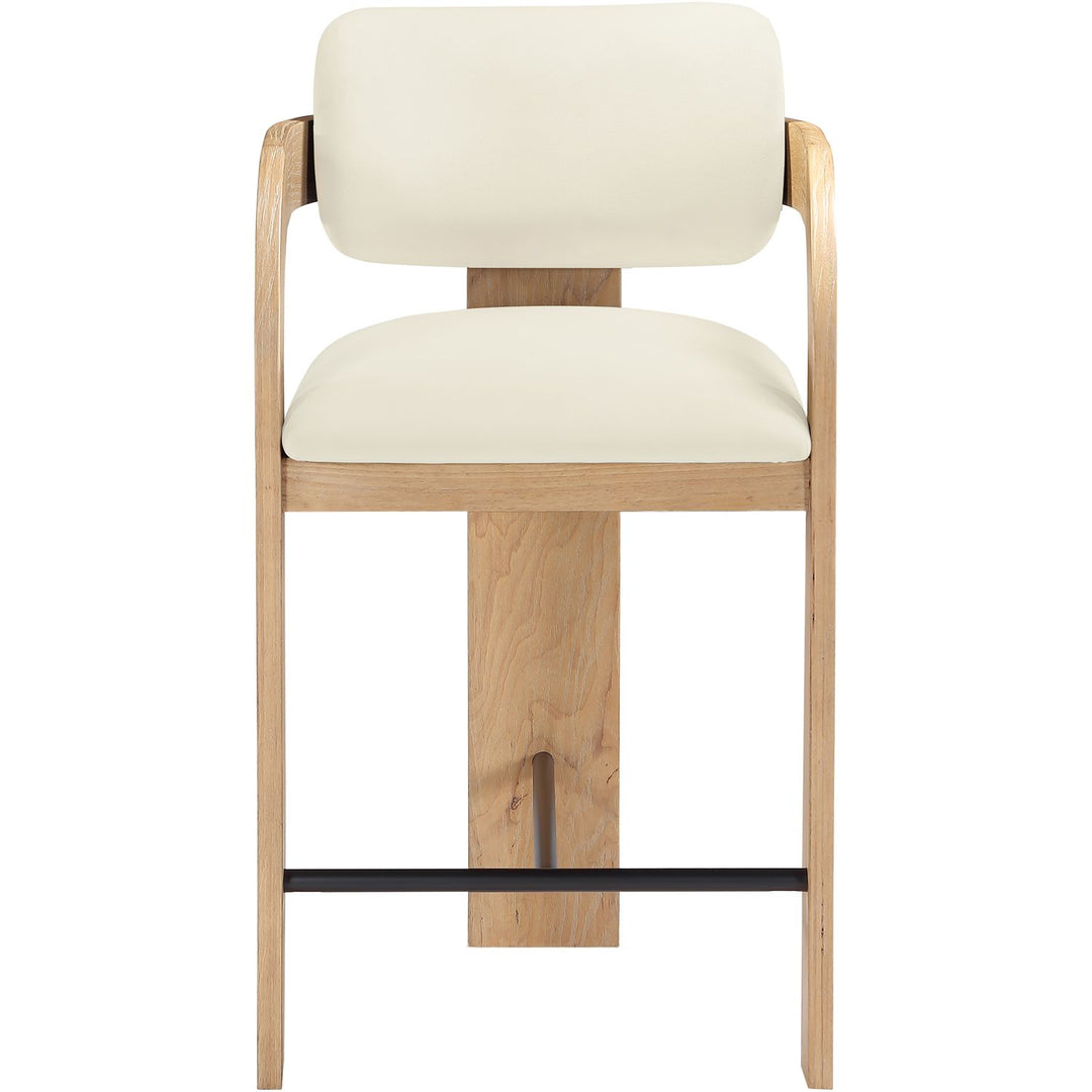Cedra Velvet Performance Fabric Upholstered Counter Stool — Cream / Stained Natural / Matte Black