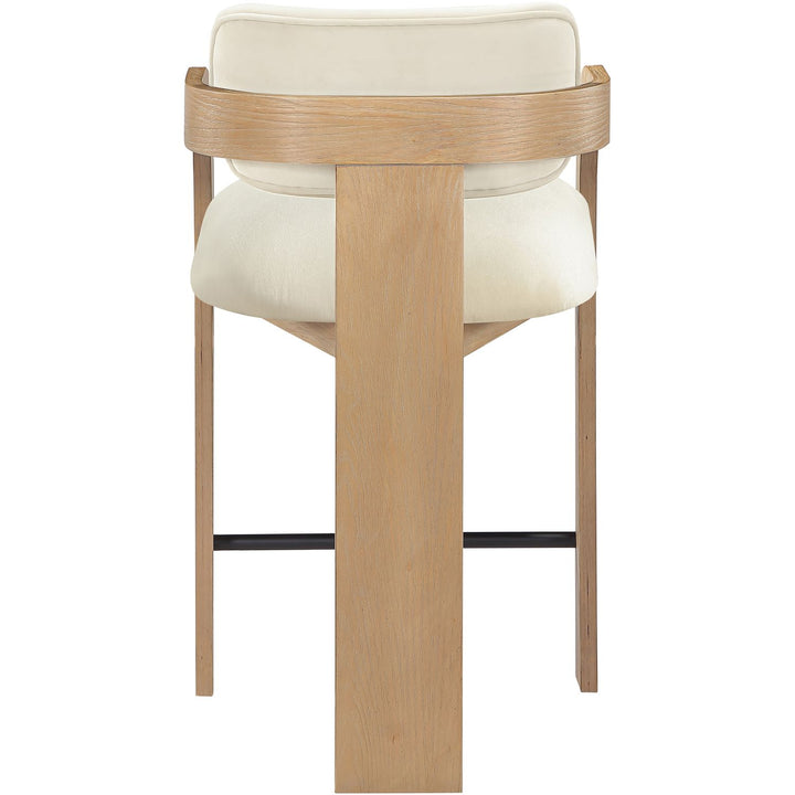 Cedra Velvet Performance Fabric Upholstered Counter Stool — Cream / Stained Natural / Matte Black