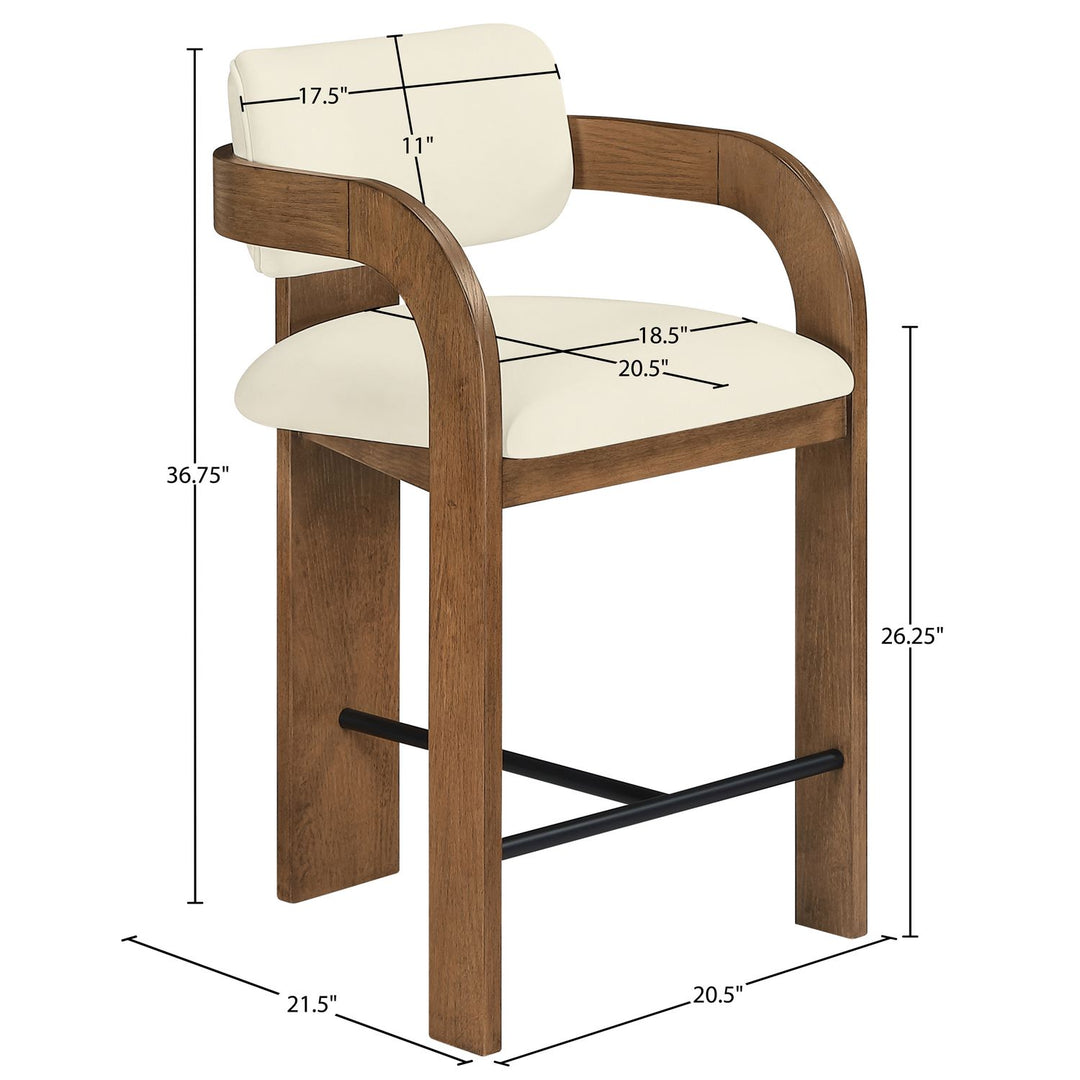 Cedra Velvet Performance Fabric Upholstered Counter Stool — Cream / Stained Brown / Matte Black