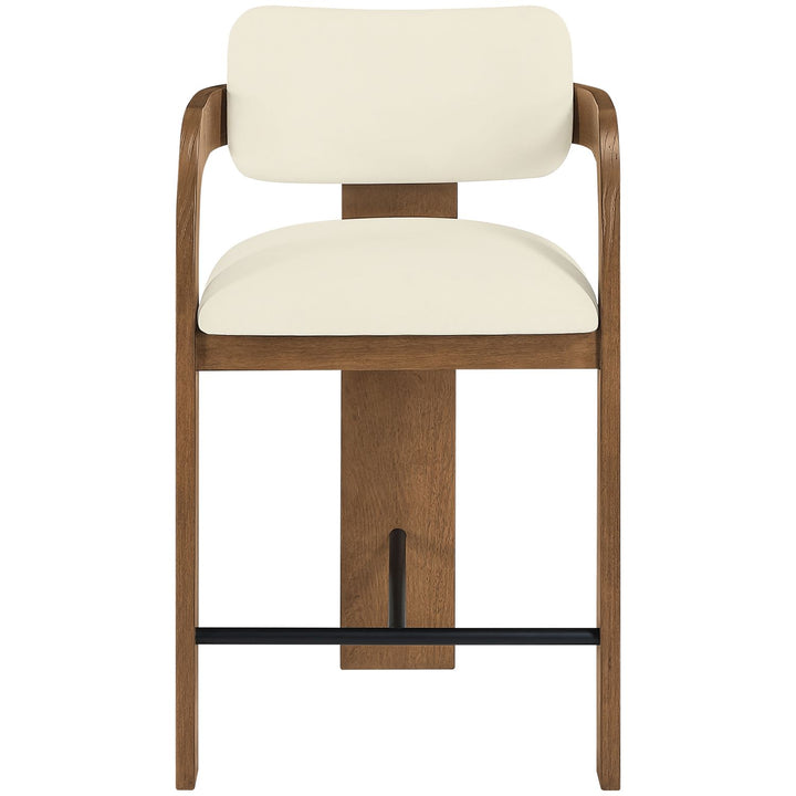 Cedra Velvet Performance Fabric Upholstered Counter Stool — Cream / Stained Brown / Matte Black