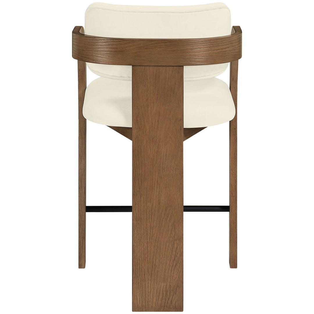 Cedra Velvet Performance Fabric Upholstered Counter Stool — Cream / Stained Brown / Matte Black