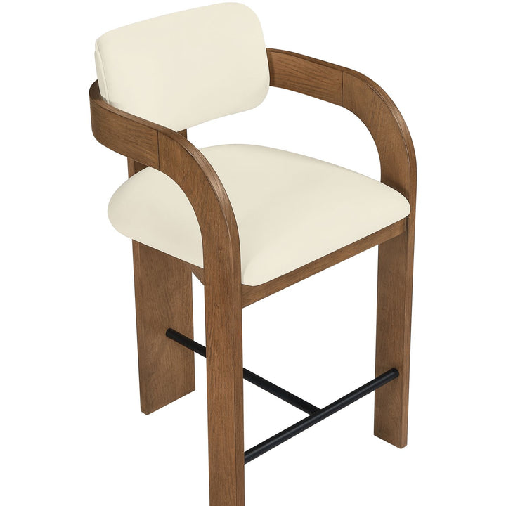 Cedra Velvet Performance Fabric Upholstered Counter Stool — Cream / Stained Brown / Matte Black