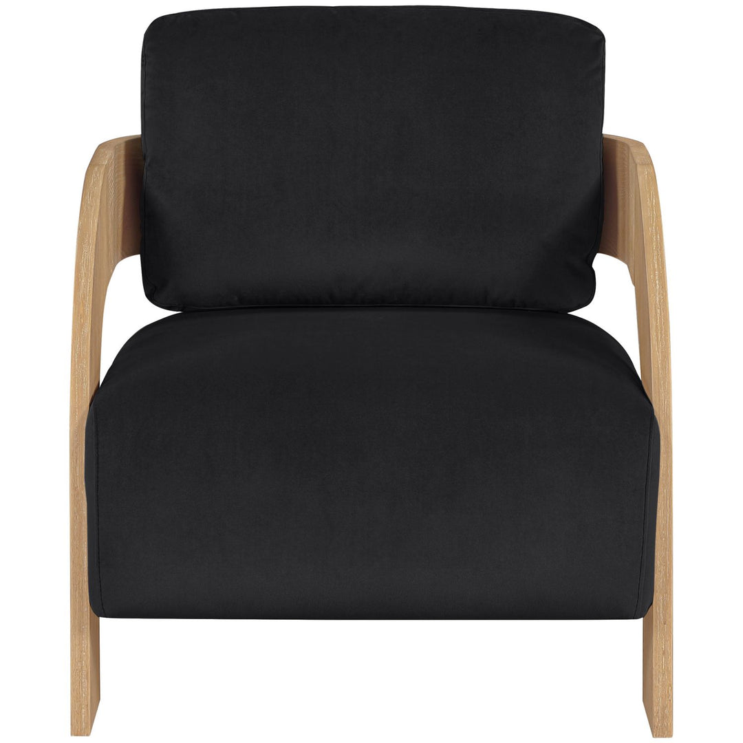 Cedra Velvet Performance Fabric Upholstered Accent Chair — Black / Stained Natural