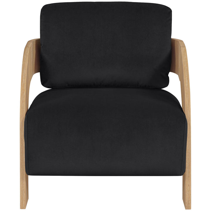 Cedra Velvet Performance Fabric Upholstered Accent Chair — Black / Stained Natural