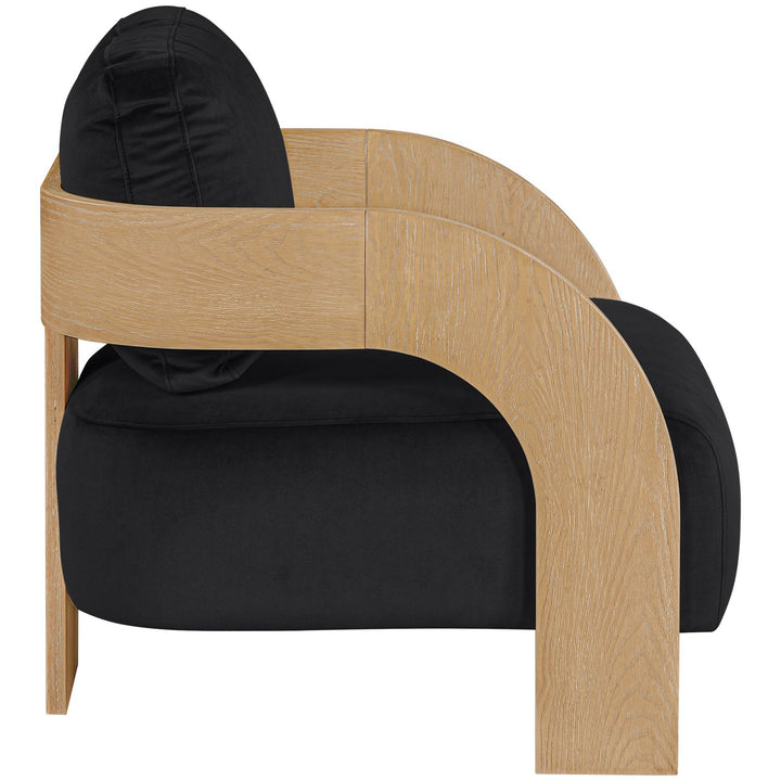 Cedra Velvet Performance Fabric Upholstered Accent Chair — Black / Stained Natural