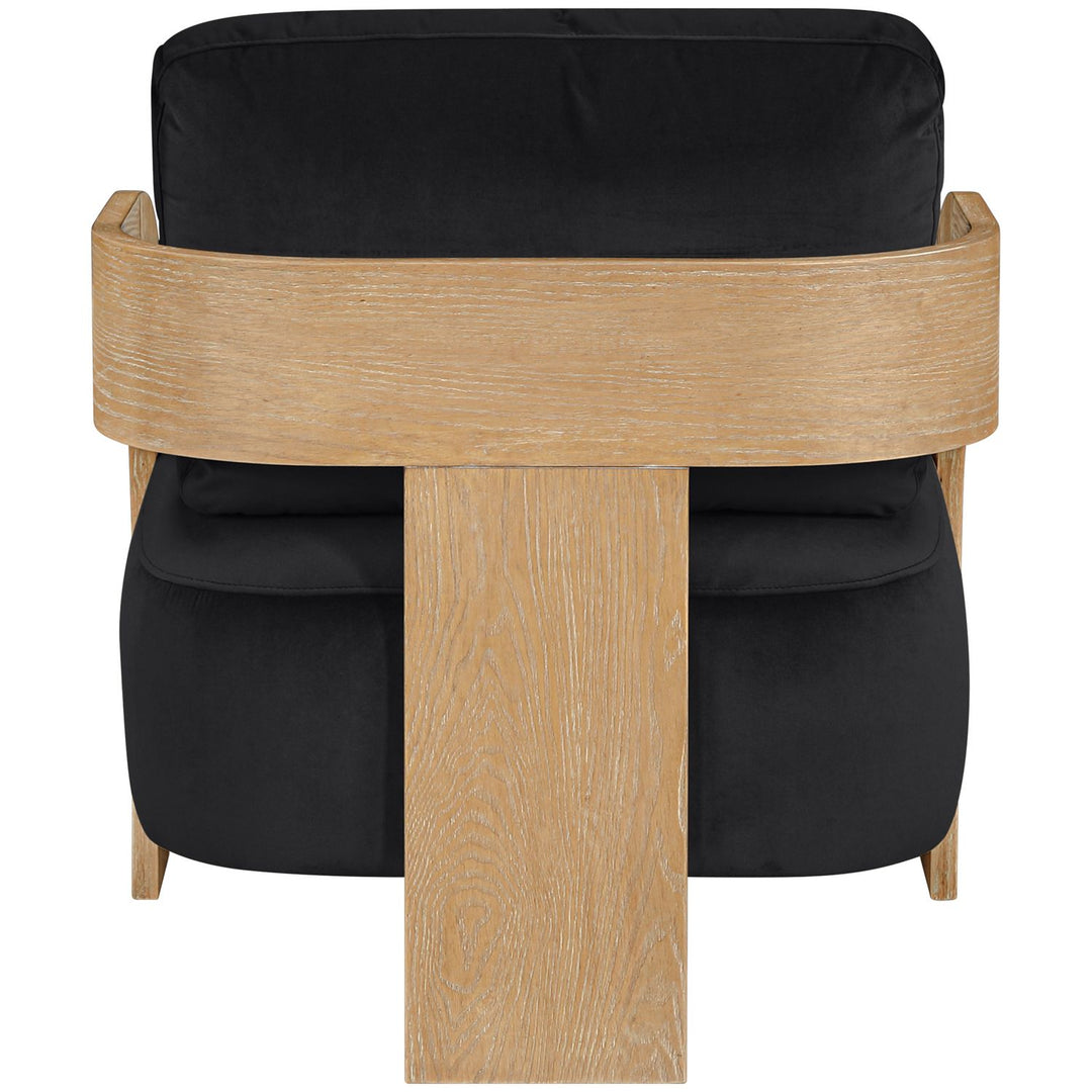 Cedra Velvet Performance Fabric Upholstered Accent Chair — Black / Stained Natural