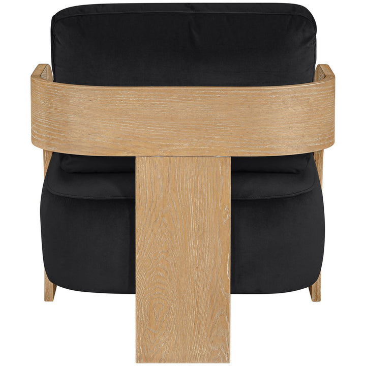 Cedra Velvet Performance Fabric Upholstered Accent Chair — Black / Stained Natural