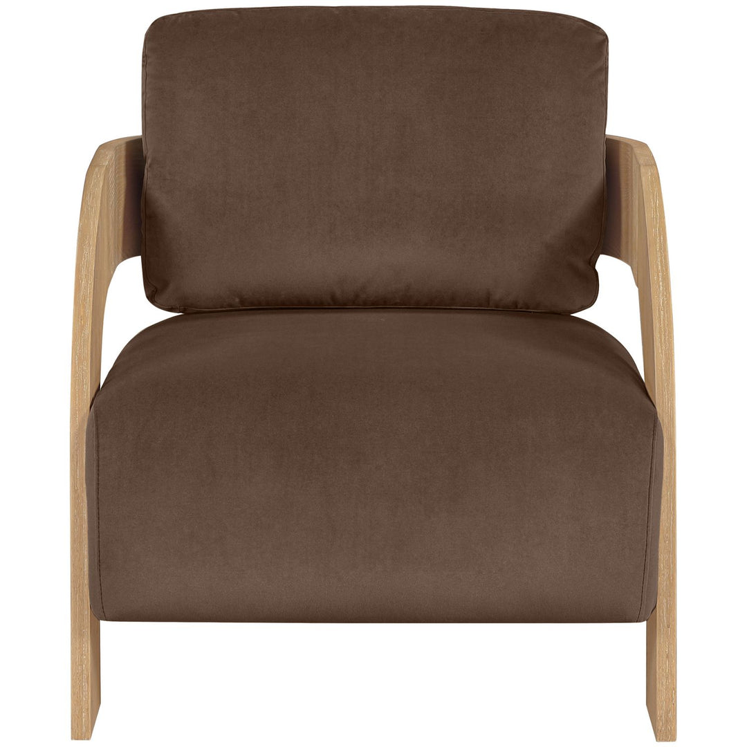 Cedra Velvet Performance Fabric Upholstered Accent Chair — Brown / Stained Natural