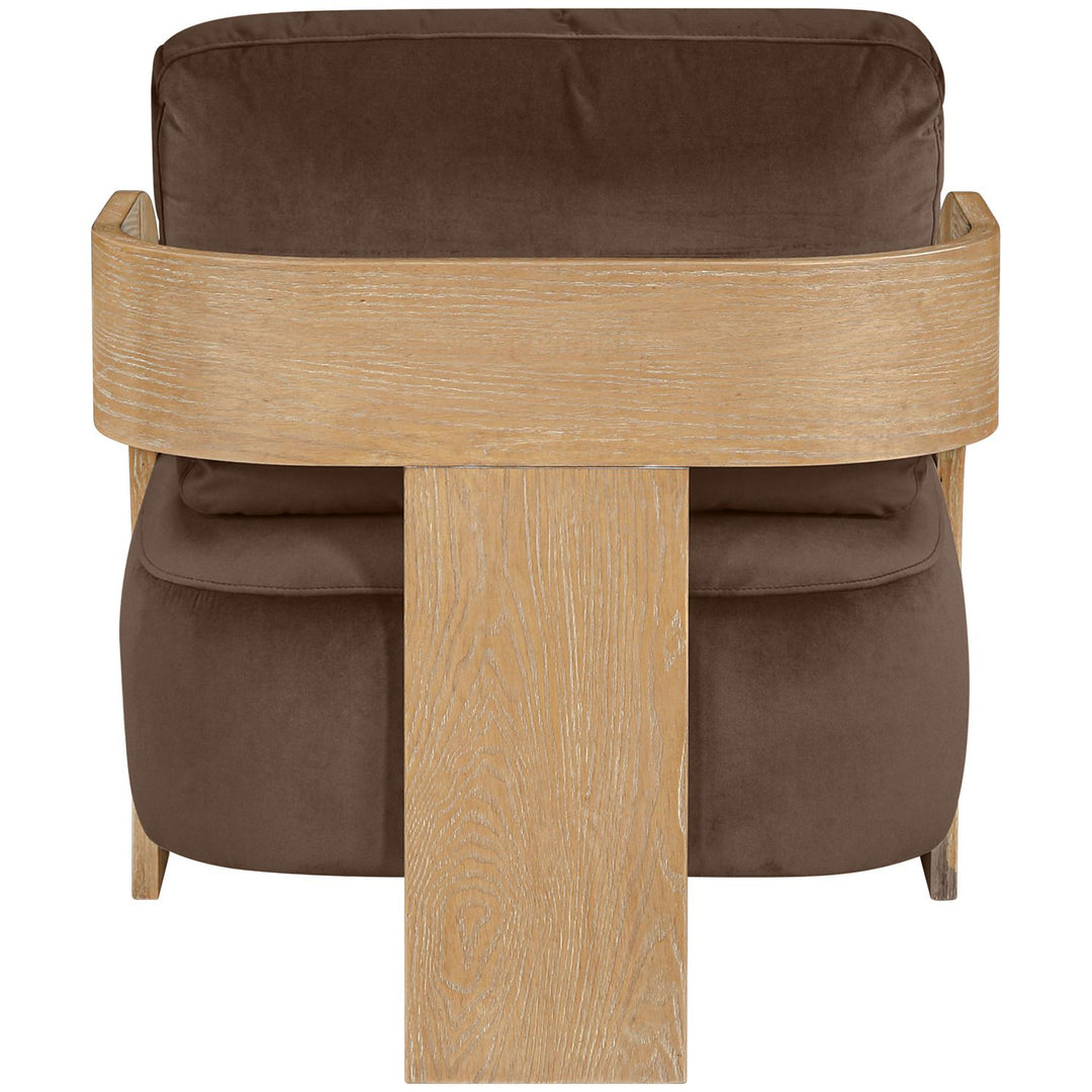 Cedra Velvet Performance Fabric Upholstered Accent Chair — Brown / Stained Natural