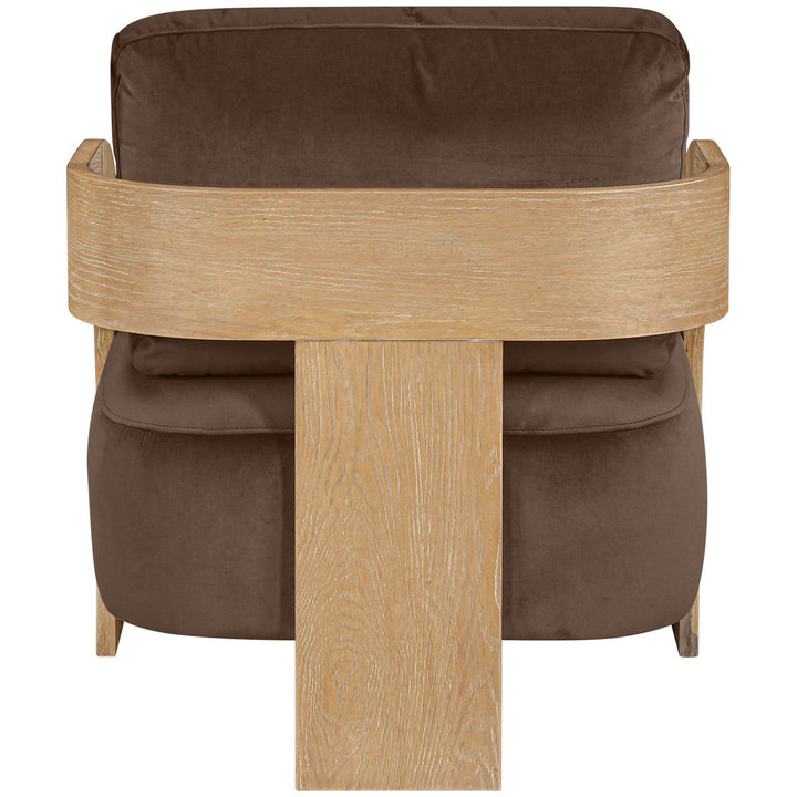 Cedra Velvet Performance Fabric Upholstered Accent Chair — Brown / Stained Natural