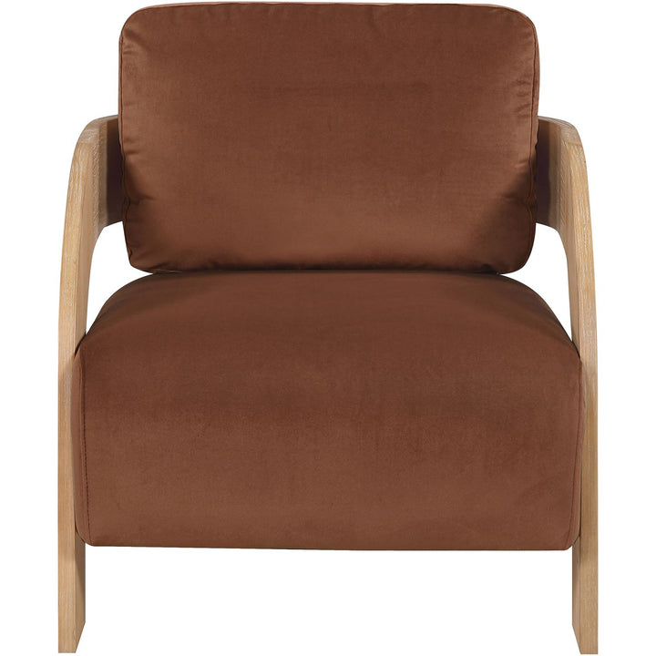 Cedra Velvet Performance Fabric Upholstered Accent Chair — Cognac / Stained Natural