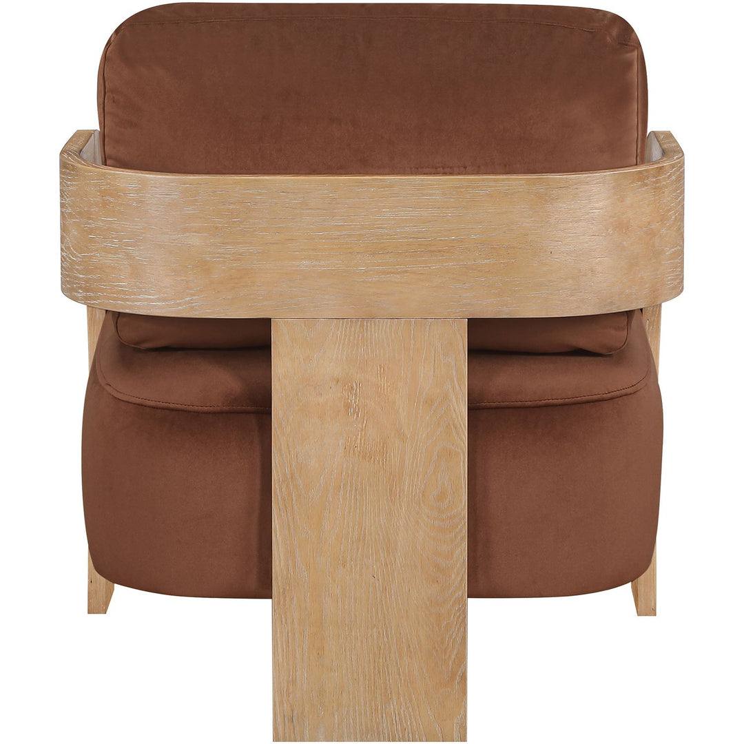 Cedra Velvet Performance Fabric Upholstered Accent Chair — Cognac / Stained Natural