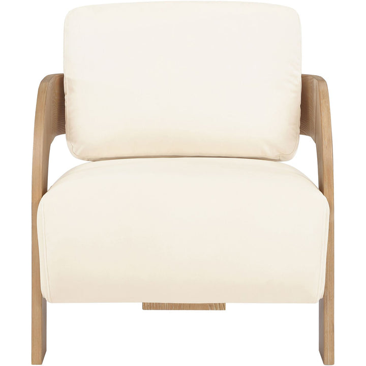 Cedra Velvet Performance Fabric Upholstered Accent Chair — Cream / Stained Natural