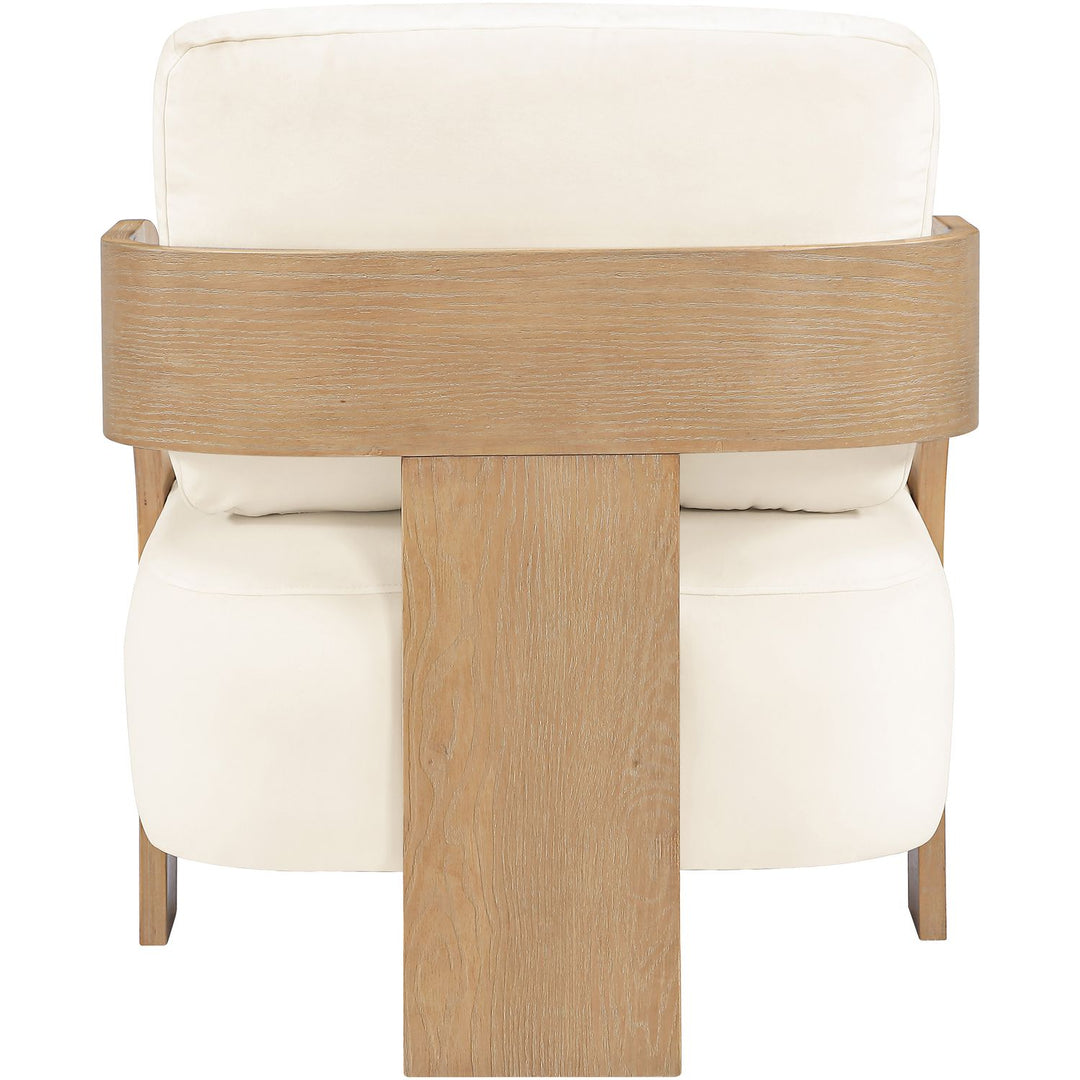 Cedra Velvet Performance Fabric Upholstered Accent Chair — Cream / Stained Natural