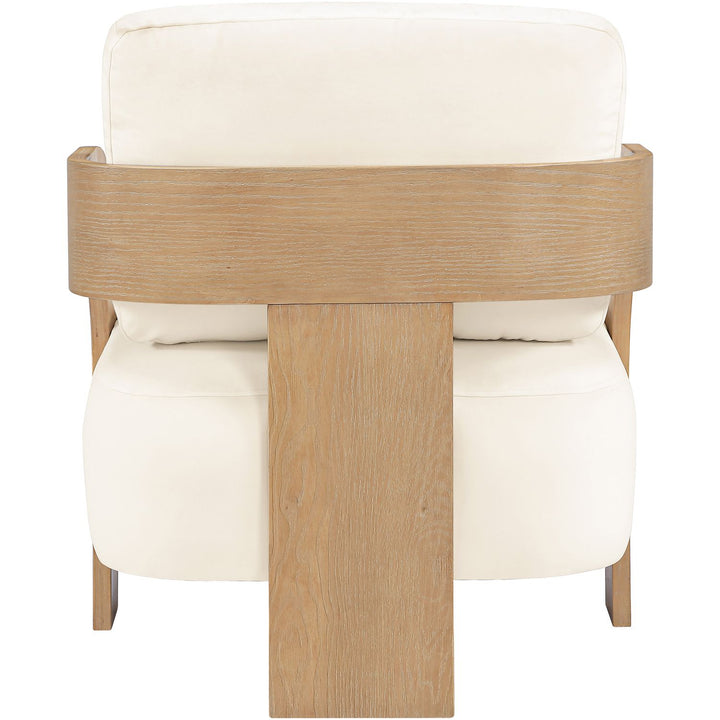 Cedra Velvet Performance Fabric Upholstered Accent Chair — Cream / Stained Natural