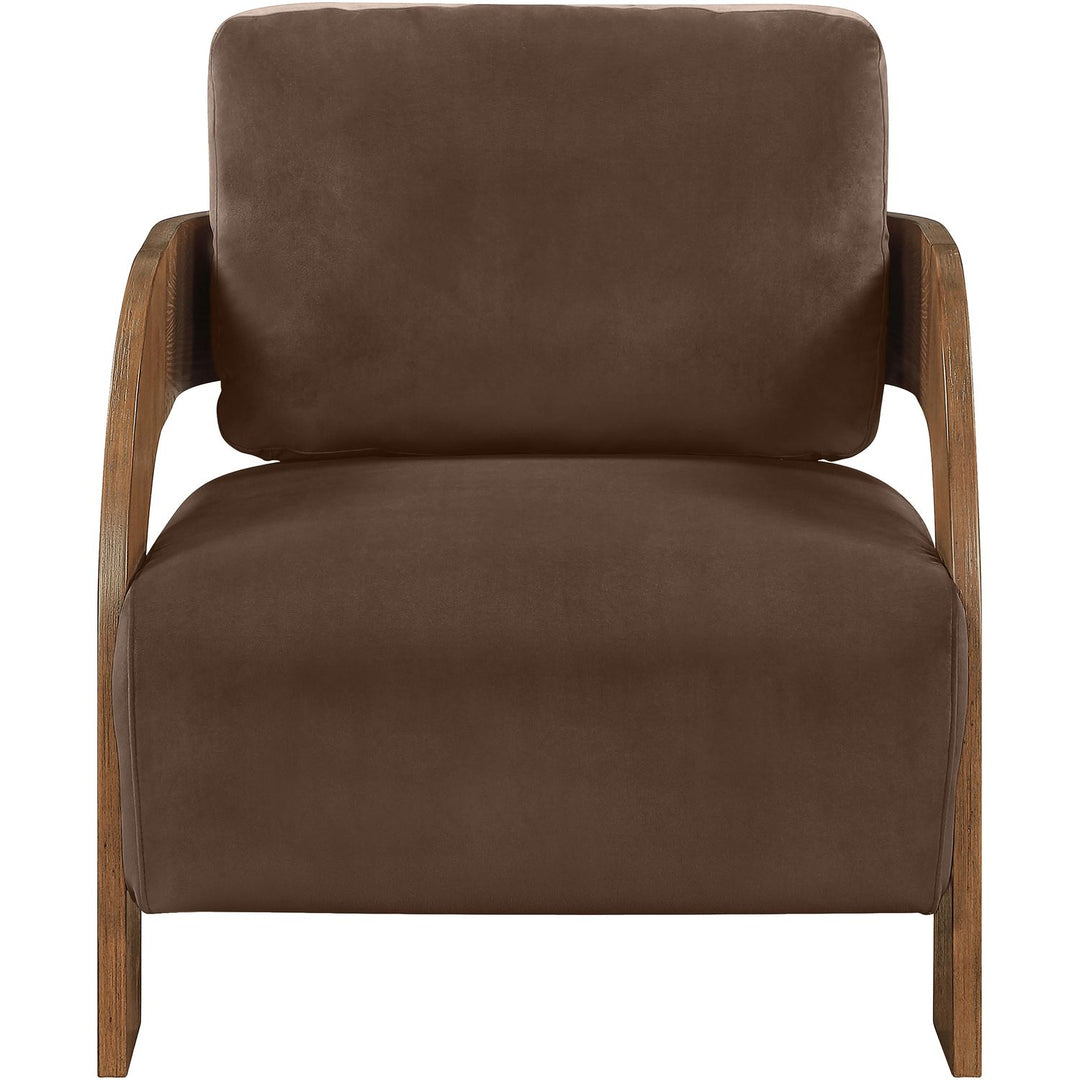 Cedra Velvet Performance Fabric Upholstered Accent Chair — Brown / Stained Brown