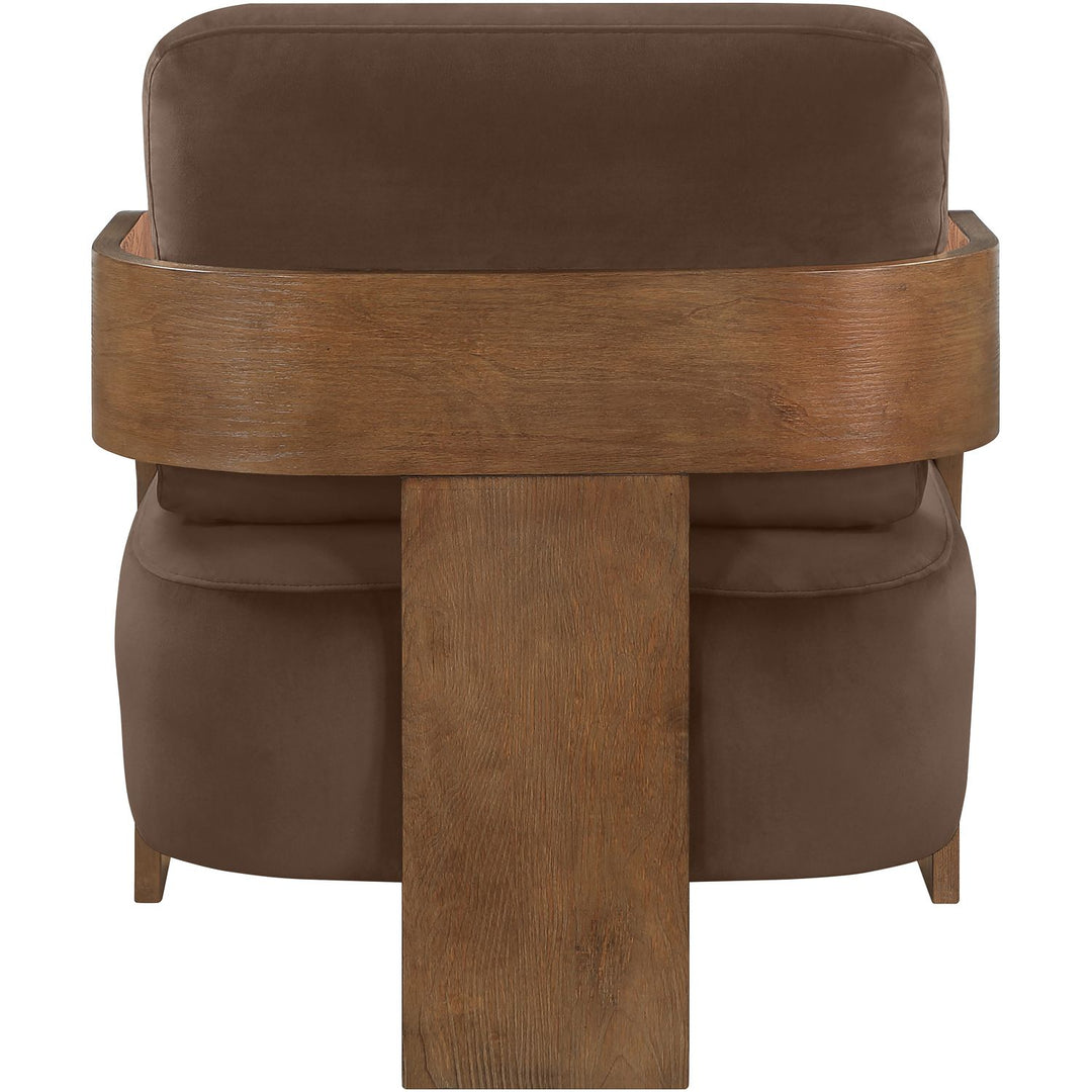 Cedra Velvet Performance Fabric Upholstered Accent Chair — Brown / Stained Brown