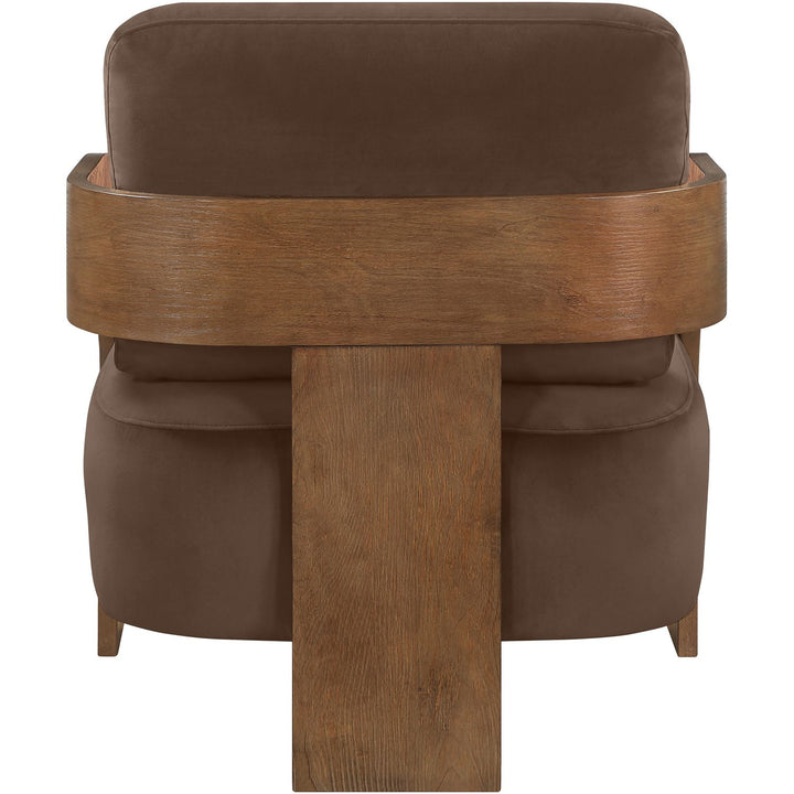 Cedra Velvet Performance Fabric Upholstered Accent Chair — Brown / Stained Brown