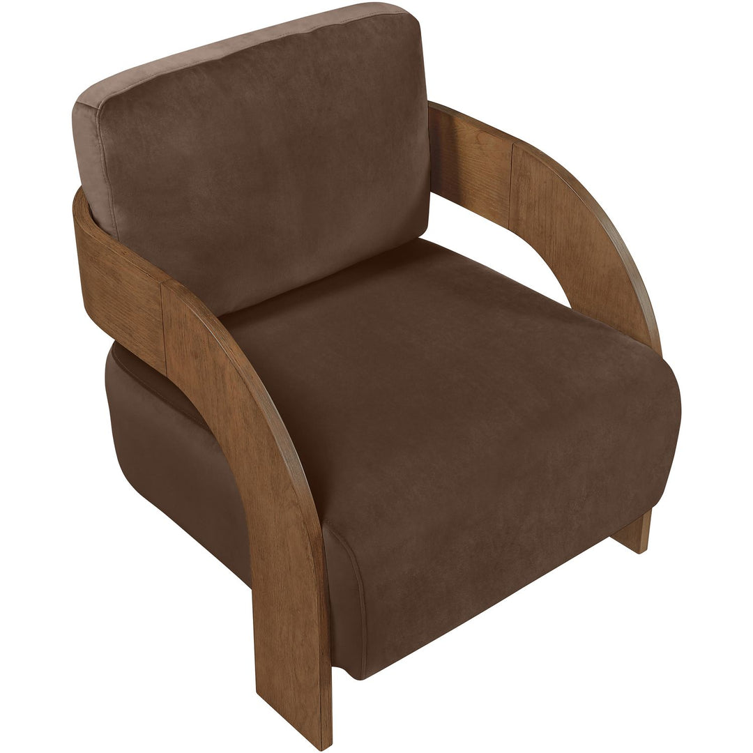 Cedra Velvet Performance Fabric Upholstered Accent Chair — Brown / Stained Brown
