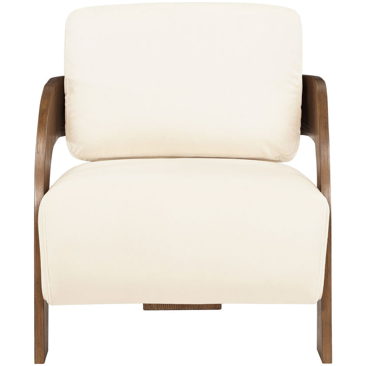 Cedra Velvet Performance Fabric Upholstered Accent Chair — Cream / Stained Brown
