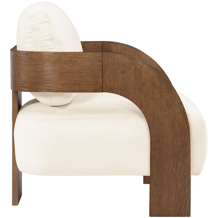Cedra Velvet Performance Fabric Upholstered Accent Chair — Cream / Stained Brown