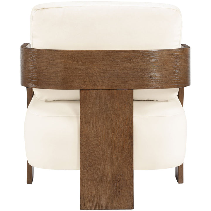 Cedra Velvet Performance Fabric Upholstered Accent Chair — Cream / Stained Brown