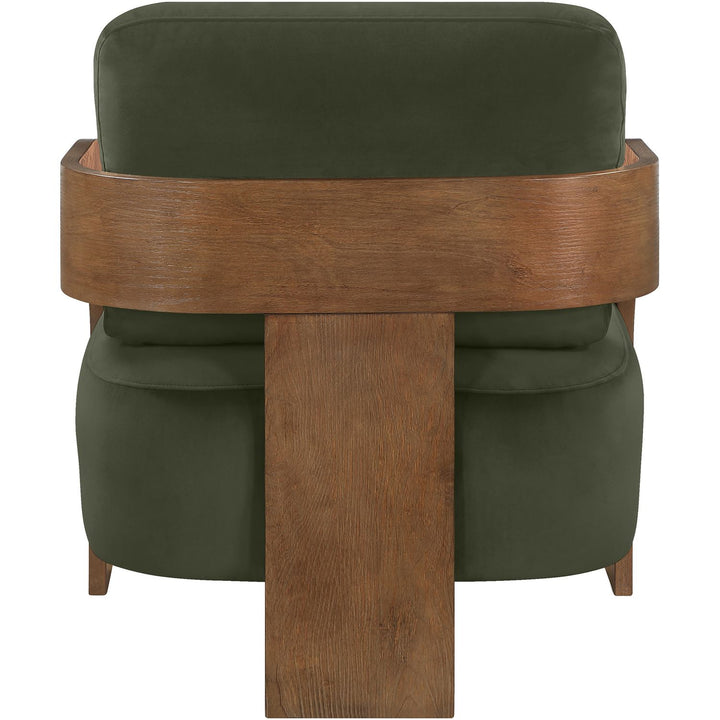 Cedra Velvet Performance Fabric Upholstered Accent Chair — Green / Stained Brown