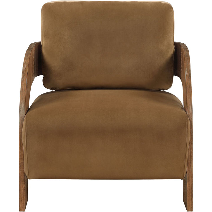 Cedra Velvet Performance Fabric Upholstered Accent Chair — Saddle / Stained Brown