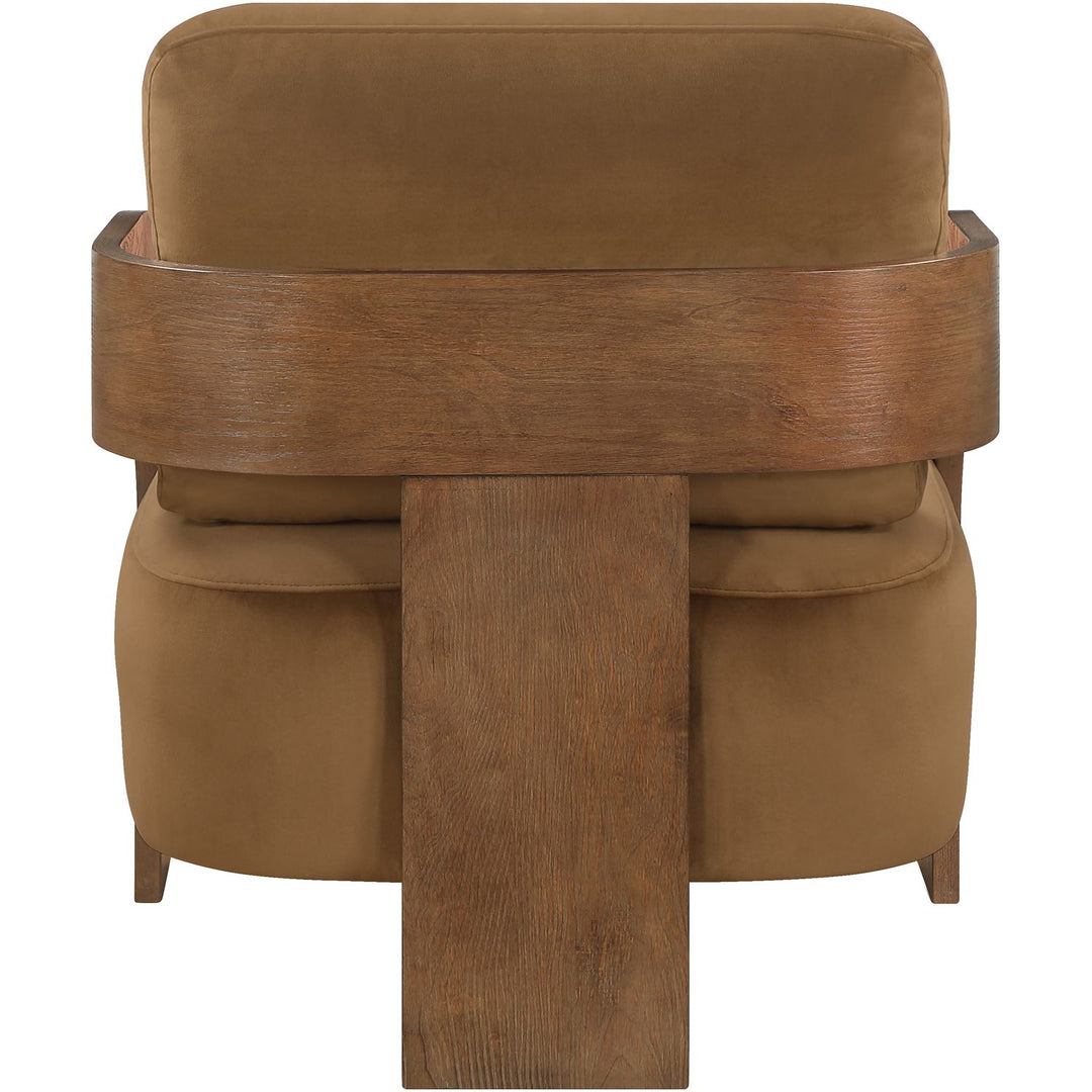 Cedra Velvet Performance Fabric Upholstered Accent Chair — Saddle / Stained Brown