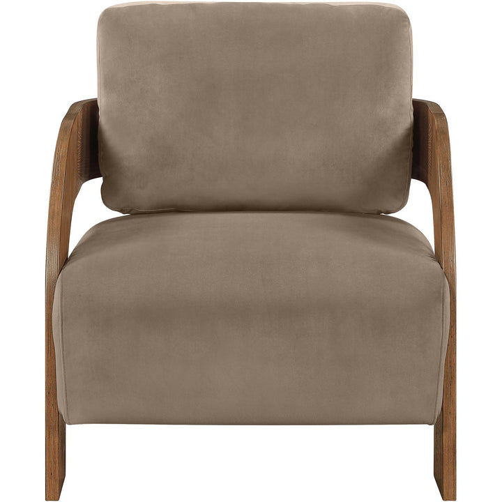 Cedra Velvet Performance Fabric Upholstered Accent Chair — Taupe / Stained Brown
