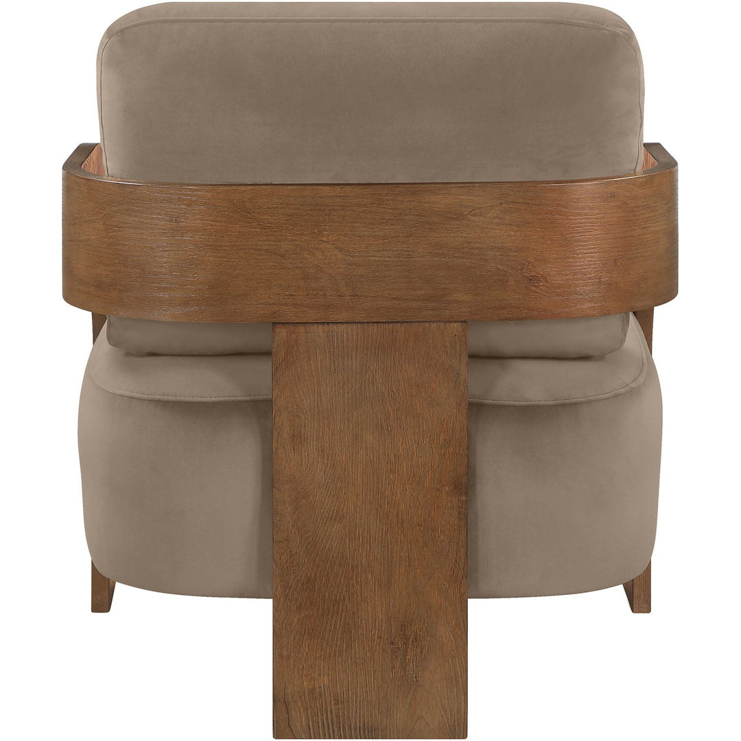 Cedra Velvet Performance Fabric Upholstered Accent Chair — Taupe / Stained Brown