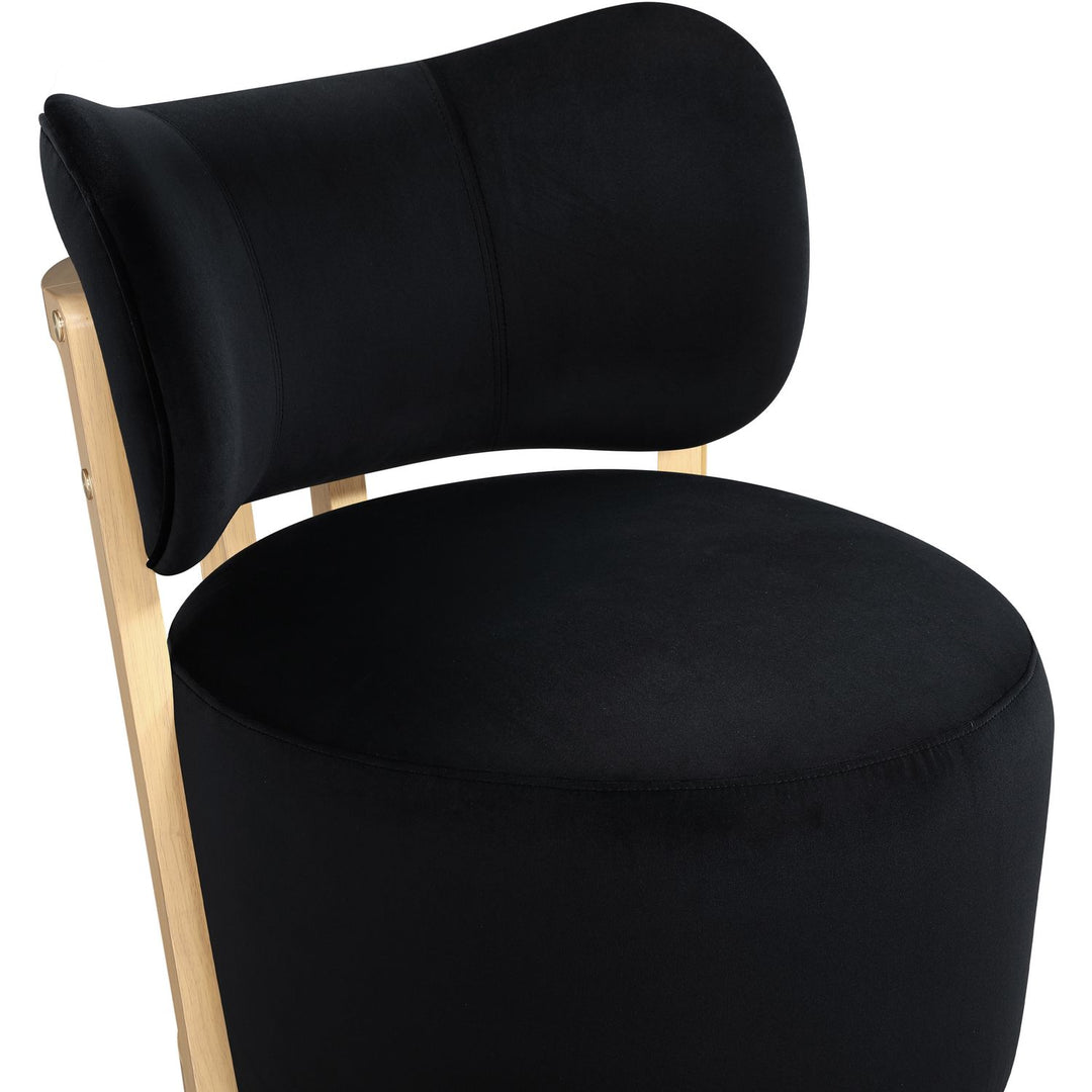 Elara Velvet Upholstered Swivel Accent Chair — Black / Stained Natural