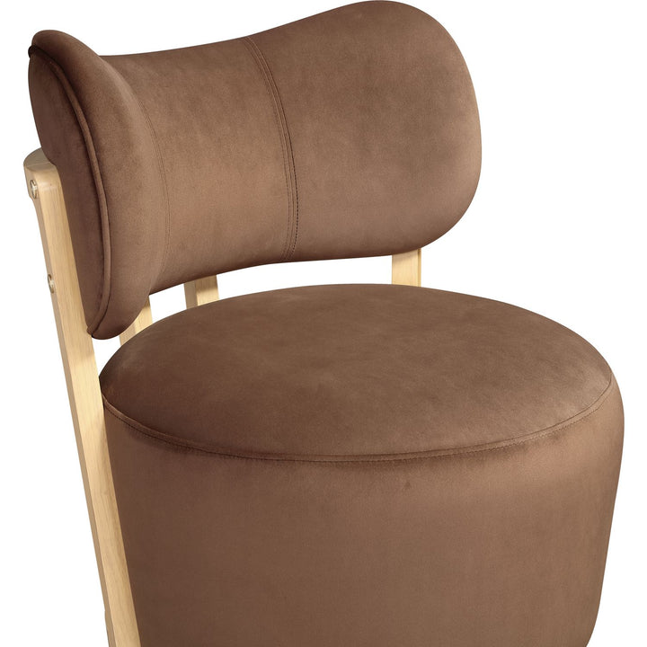 Elara Velvet Upholstered Swivel Accent Chair — Brown / Stained Natural