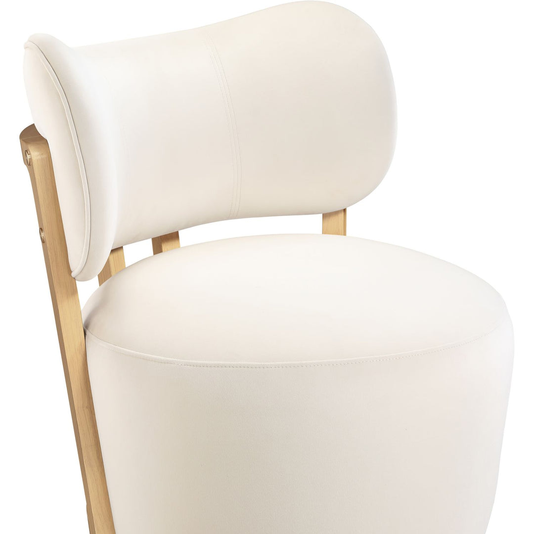 Elara Velvet Upholstered Swivel Accent Chair — Cream / Stained Natural