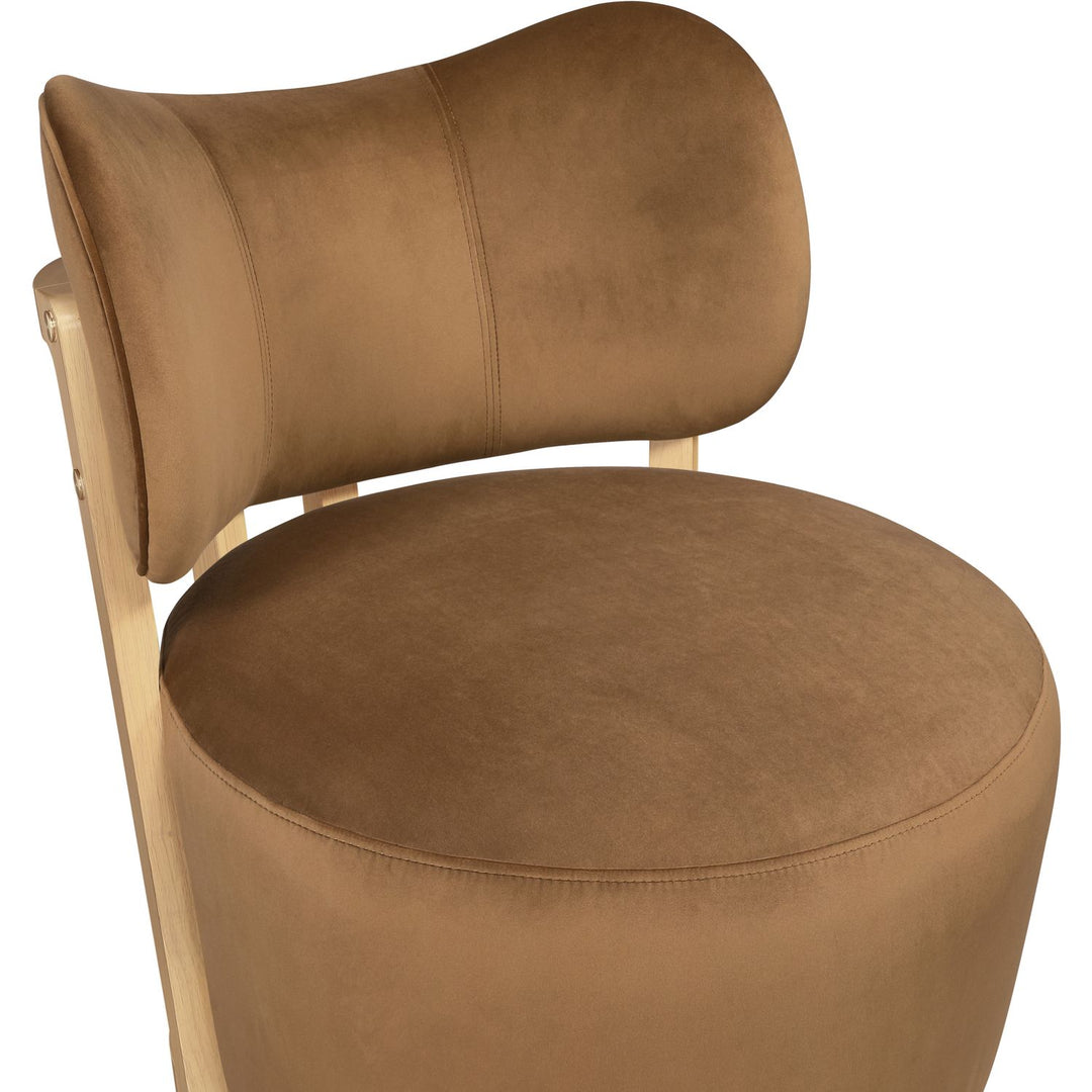 Elara Velvet Upholstered Swivel Accent Chair — Saddle / Stained Natural