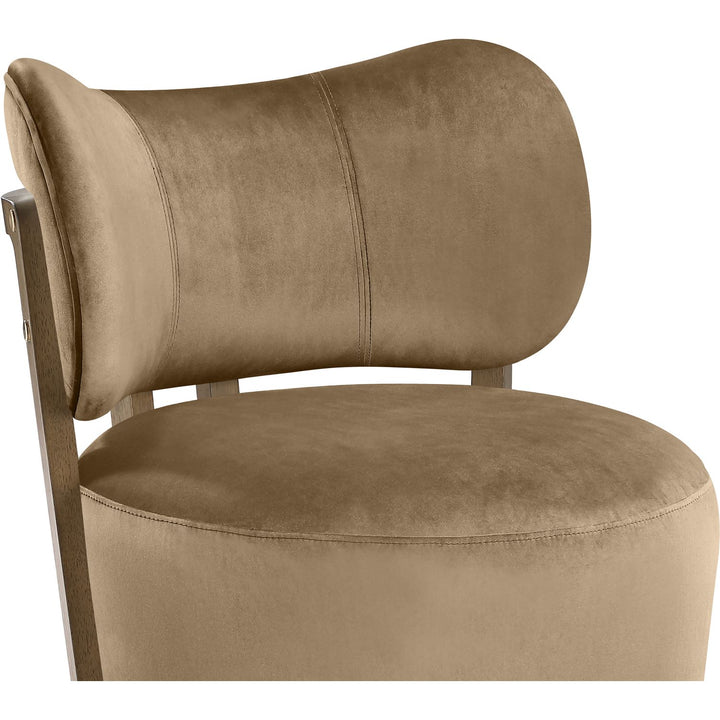 Elara Velvet Upholstered Swivel Accent Chair — Beige / Stained Brown