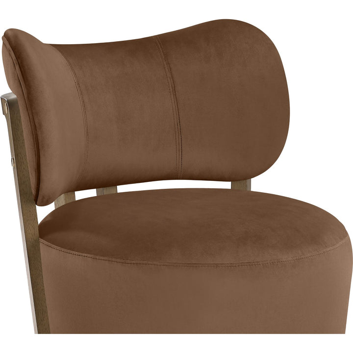 Elara Velvet Upholstered Swivel Accent Chair — Brown / Stained Brown