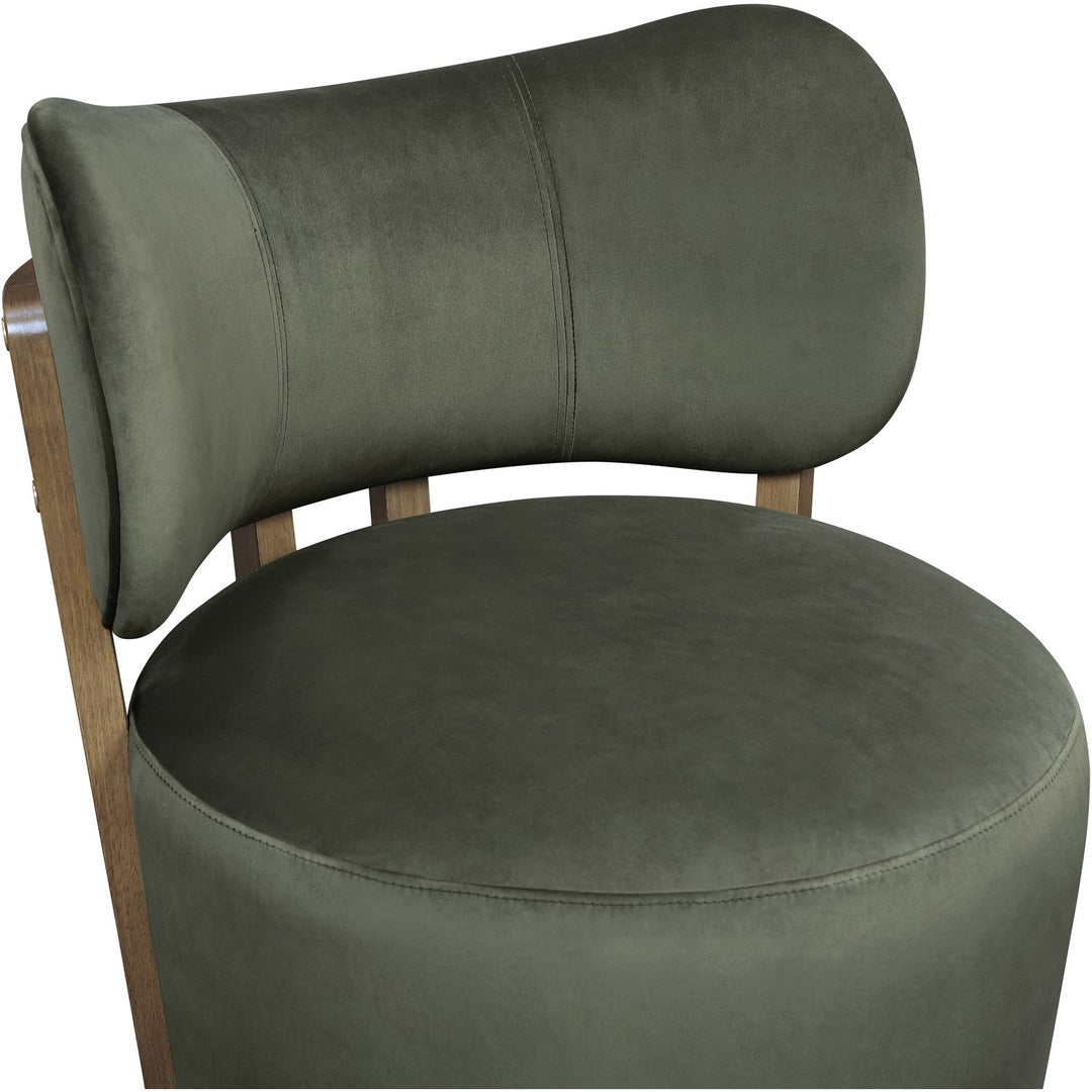 Elara Velvet Upholstered Swivel Accent Chair — Green / Stained Brown