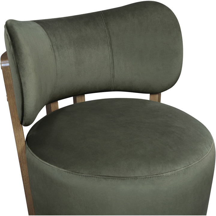 Elara Velvet Upholstered Swivel Accent Chair — Green / Stained Brown