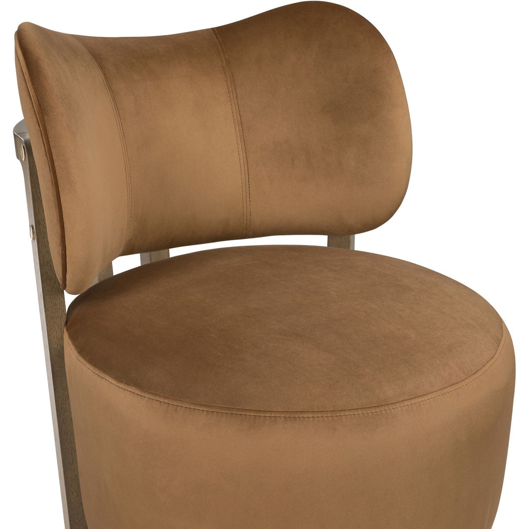 Elara Velvet Upholstered Swivel Accent Chair — Saddle / Stained Brown