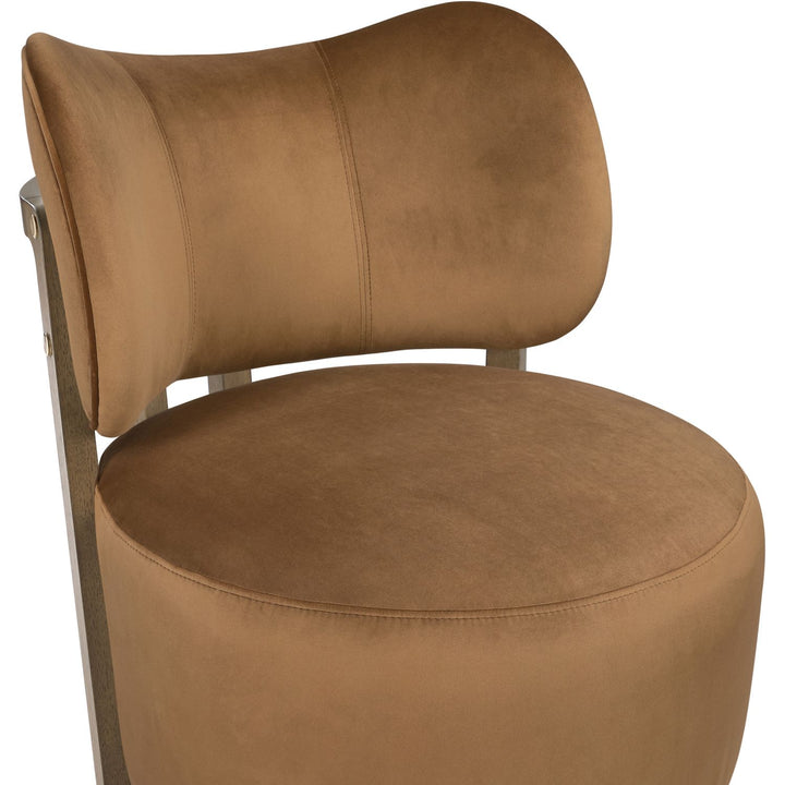 Elara Velvet Upholstered Swivel Accent Chair — Saddle / Stained Brown