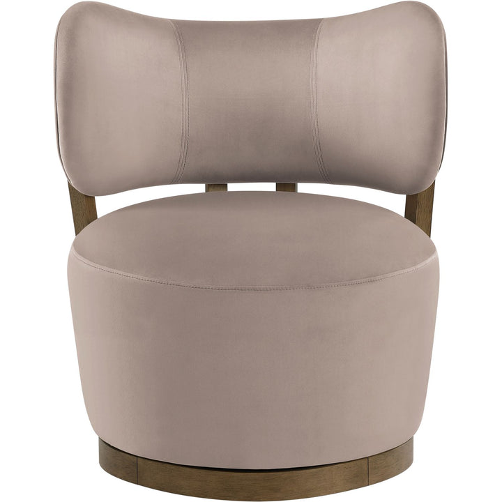 Elara Velvet Upholstered Swivel Accent Chair — Taupe / Stained Brown