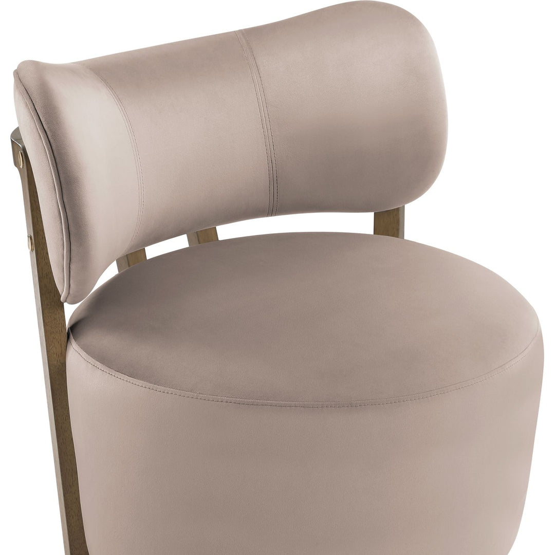 Elara Velvet Upholstered Swivel Accent Chair — Taupe / Stained Brown