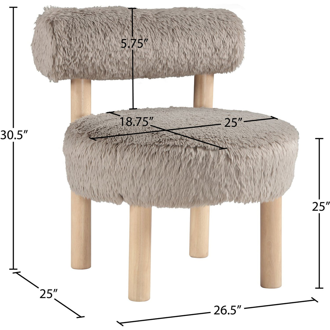 Ambre Vegan Shearling Fabric Upholstered Accent Chair — Beige / Natural
