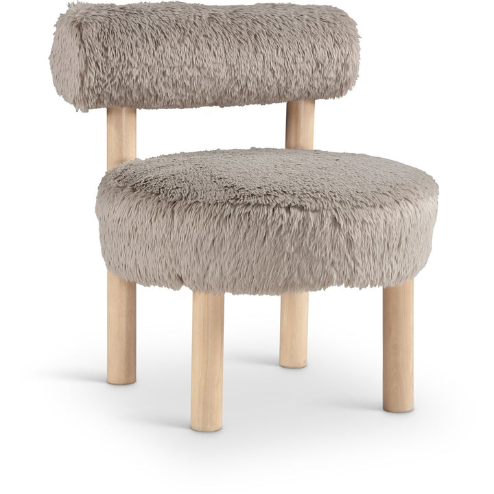 Ambre Vegan Shearling Fabric Upholstered Accent Chair — Beige / Natural