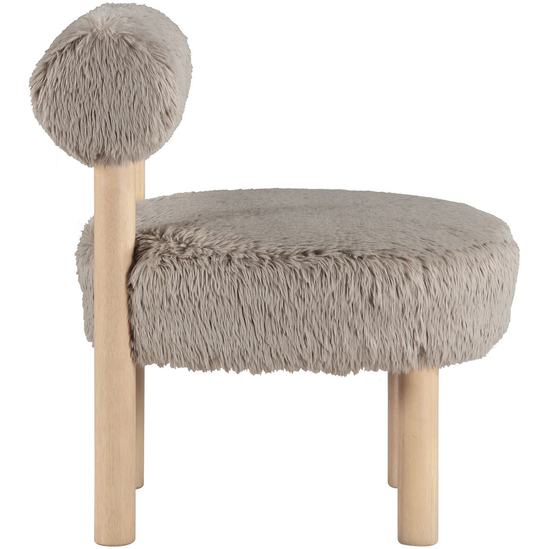Ambre Vegan Shearling Fabric Upholstered Accent Chair — Beige / Natural