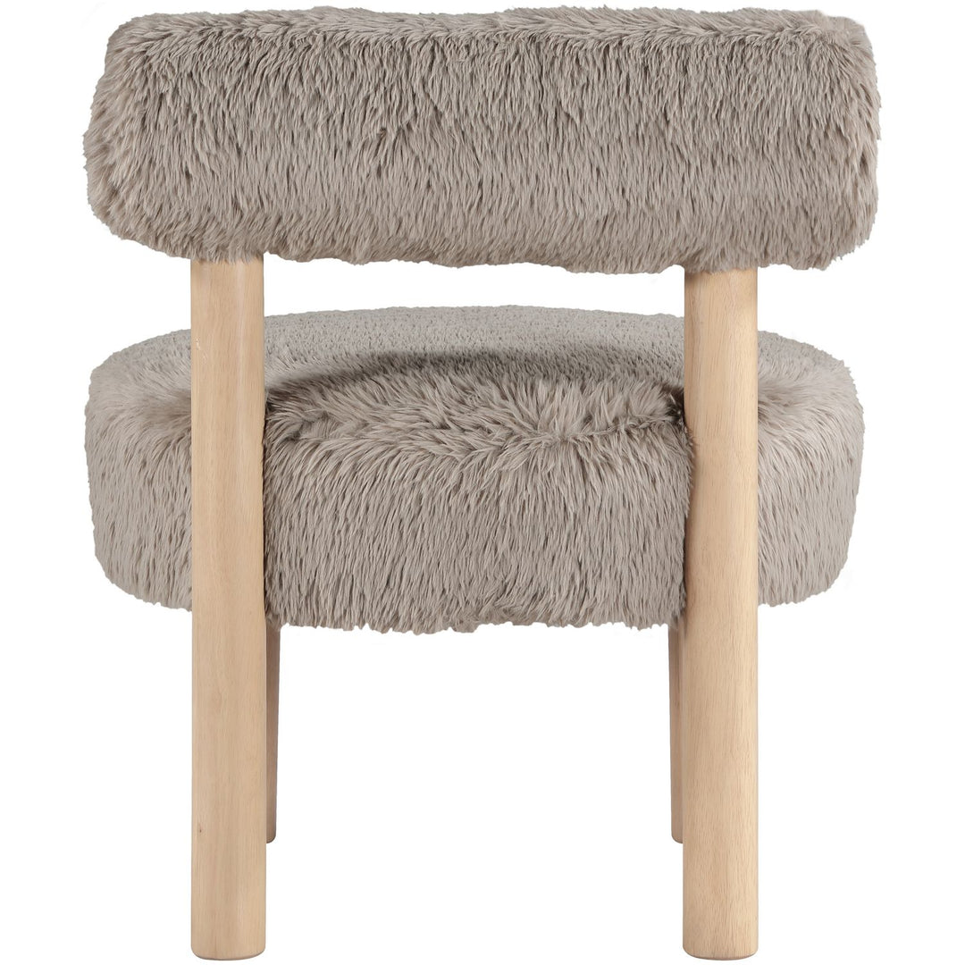 Ambre Vegan Shearling Fabric Upholstered Accent Chair — Beige / Natural