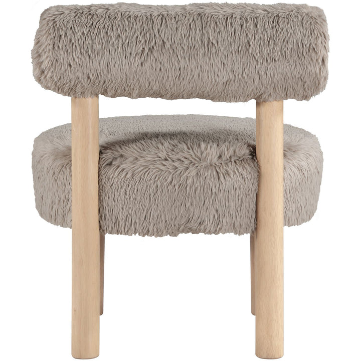 Ambre Vegan Shearling Fabric Upholstered Accent Chair — Beige / Natural