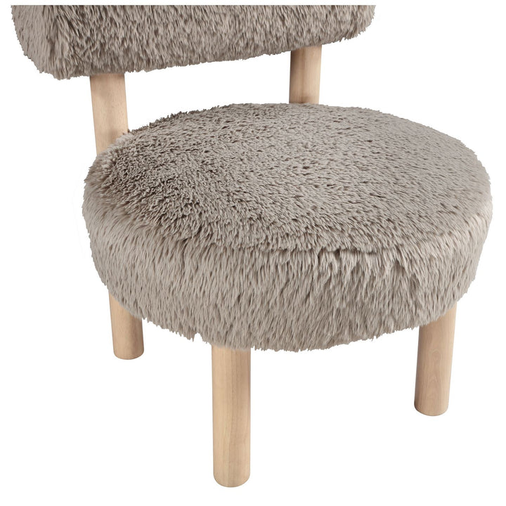 Ambre Vegan Shearling Fabric Upholstered Accent Chair — Beige / Natural