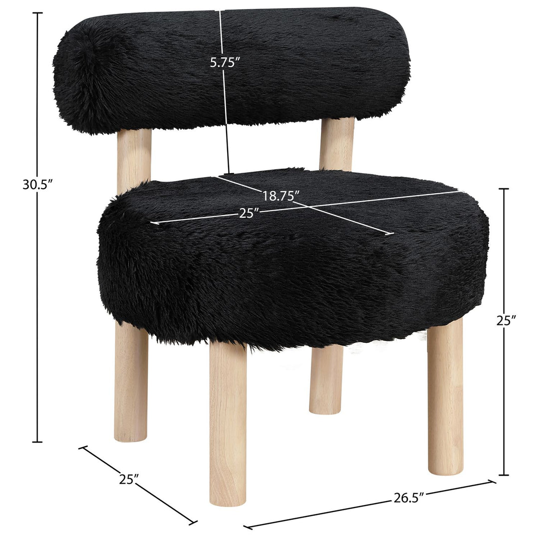 Ambre Vegan Shearling Fabric Upholstered Accent Chair — Black / Natural